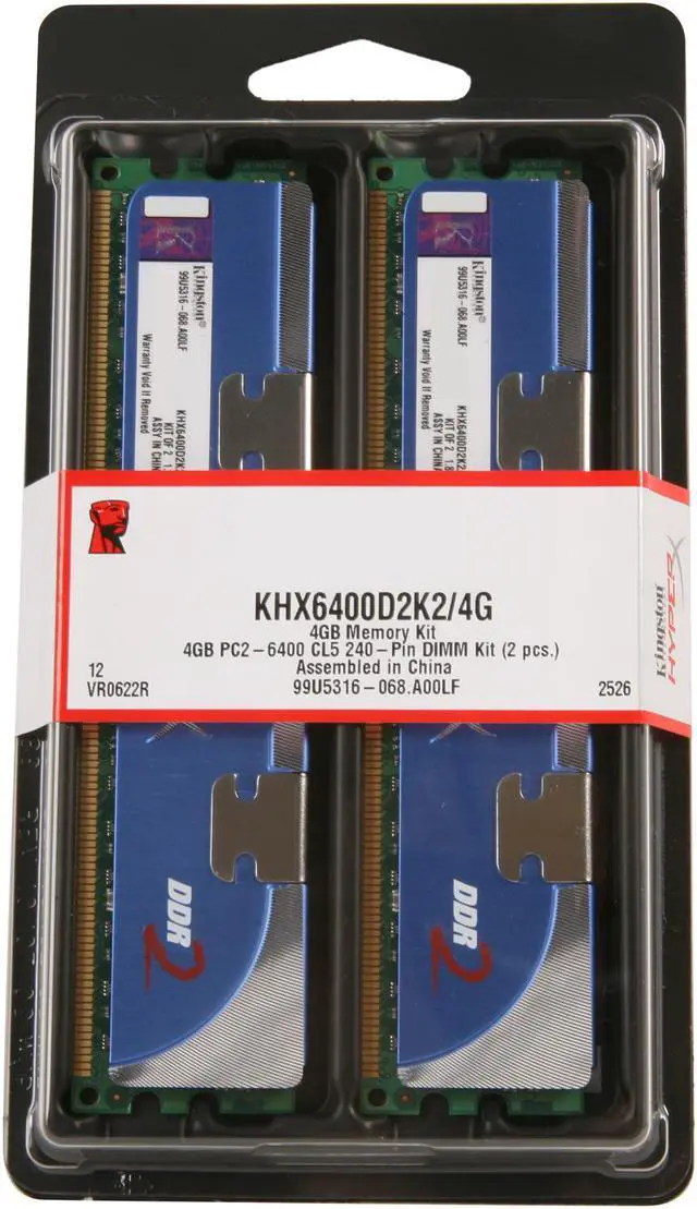 Alt view image 3 of 3 - HyperX 4GB (2 x 2GB) DDR2 800 (PC2 6400) Dual Channel Kit Desktop Memory Model KHX6400D2K2/4G