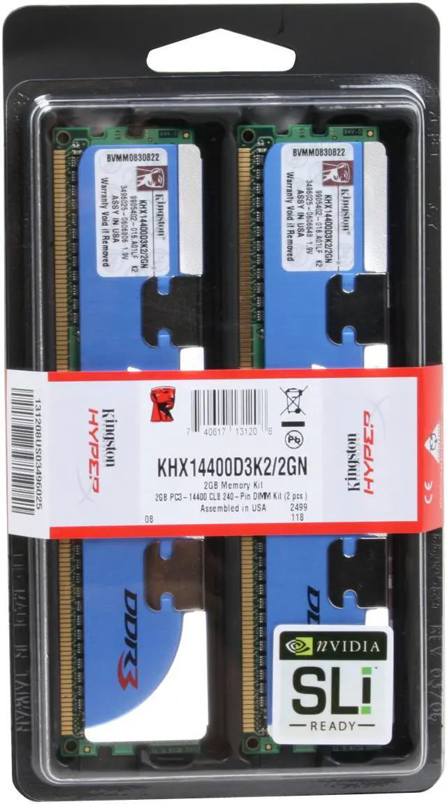Main image of HyperX 2GB (2 x 1GB) DDR3 1800 (PC3 14400) Dual Channel Kit Desktop Memory Model KHX14400D3K2/2GN