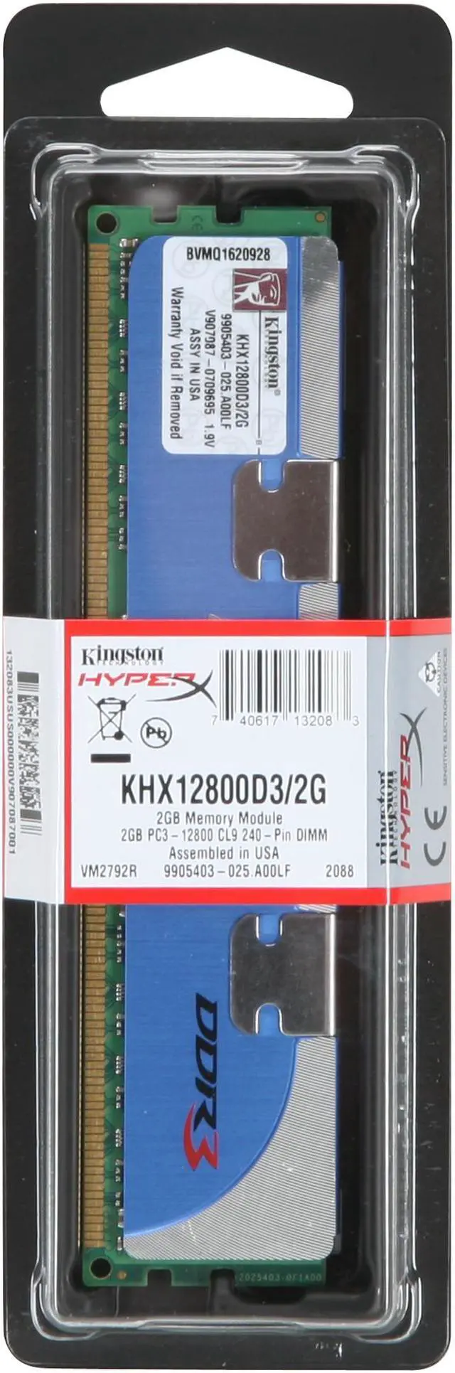 Alt view image 3 of 3 - HyperX 2GB DDR3 1600 (PC3 12800) Desktop Memory Model KHX12800D3/2G