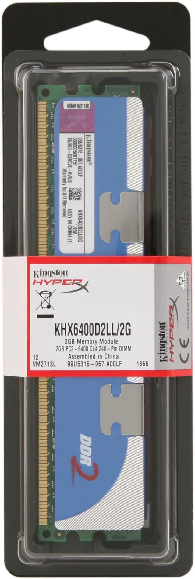 Alt view image 3 of 3 - HyperX 2GB DDR2 800 (PC2 6400) Desktop Memory Model KHX6400D2LL/2G