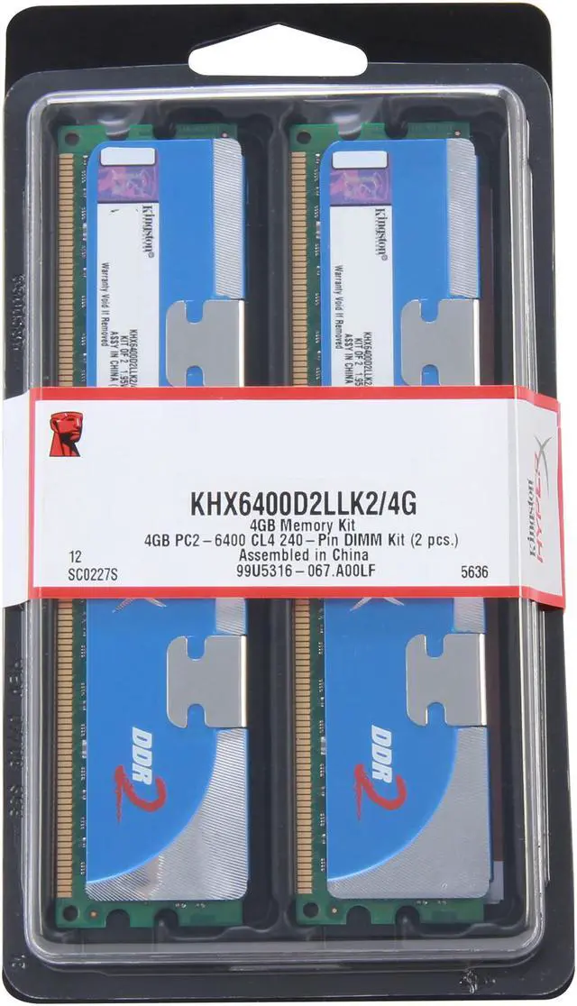 Alt view image 3 of 3 - HyperX 4GB (2 x 2GB) DDR2 800 (PC2 6400) Dual Channel Kit Desktop Memory Model KHX6400D2LLK2/4G
