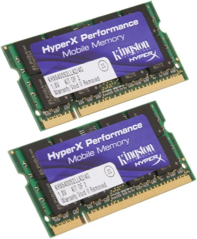 Main image of HyperX 4GB (2 x 2GB) 200-Pin DDR2 SO-DIMM DDR2 800 (PC2 6400) Dual Channel Kit Laptop Memory Model KHX6400S2LLK2/4G