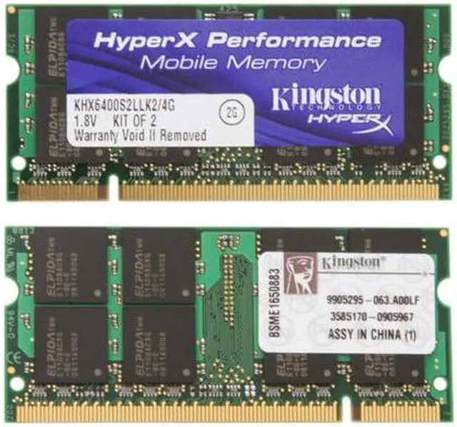 Alt view image 2 of 3 - HyperX 4GB (2 x 2GB) 200-Pin DDR2 SO-DIMM DDR2 800 (PC2 6400) Dual Channel Kit Laptop Memory Model KHX6400S2LLK2/4G