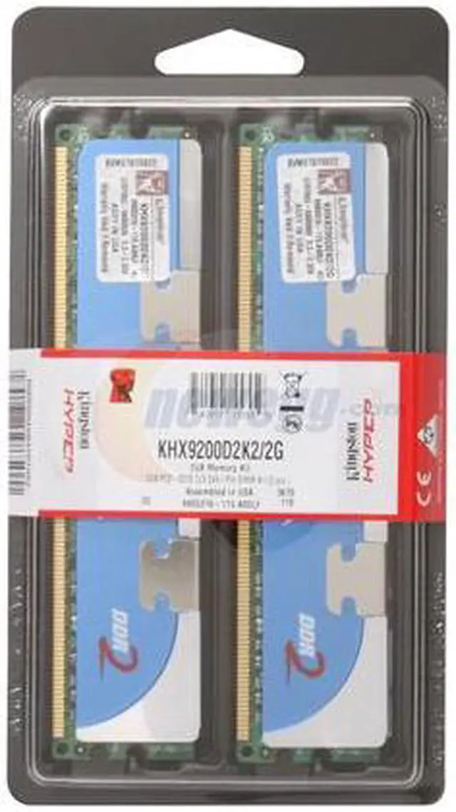 Main image of HyperX 2GB (2 x 1GB) DDR2 1150 (PC2 9200) Dual Channel Kit Desktop Memory Model KHX9200D2K2/2G