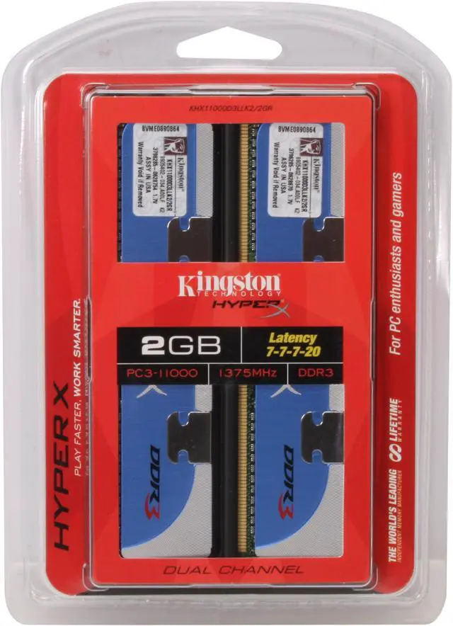 Main image of HyperX 2GB (2 x 1GB) DDR3 1375 (PC3 11000) Dual Channel Kit Desktop Memory Model KHX11000D3LLK2/2GR