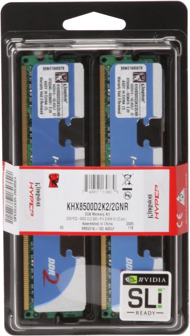 Main image of HyperX 2GB (2 x 1GB) DDR2 1066 (PC2 8500) Dual Channel Kit Desktop Memory Model KHX8500D2K2/2GNR
