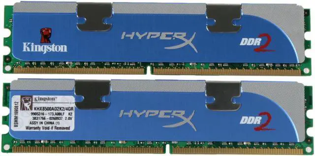 Alt view image 3 of 4 - HyperX 4GB (2 x 2GB) DDR2 1066 (PC2 8500) Dual Channel Kit Desktop Memory Model KHX8500AD2K2/4GR