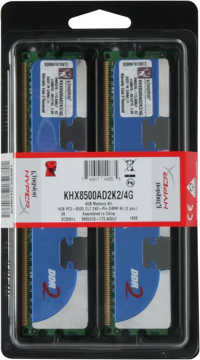 Alt view image 3 of 3 - HyperX 4GB (2 x 2GB) DDR2 1066 (PC2 8500) Dual Channel Kit Desktop Memory Model KHX8500AD2K2/4G