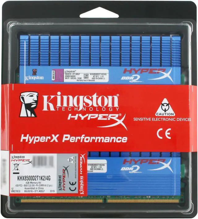 Alt view image 3 of 3 - HyperX T1 Series 4GB (2 x 2GB) DDR2 1066 (PC2 8500) Dual Channel Kit Desktop Memory Model KHX8500D2T1K2/4G