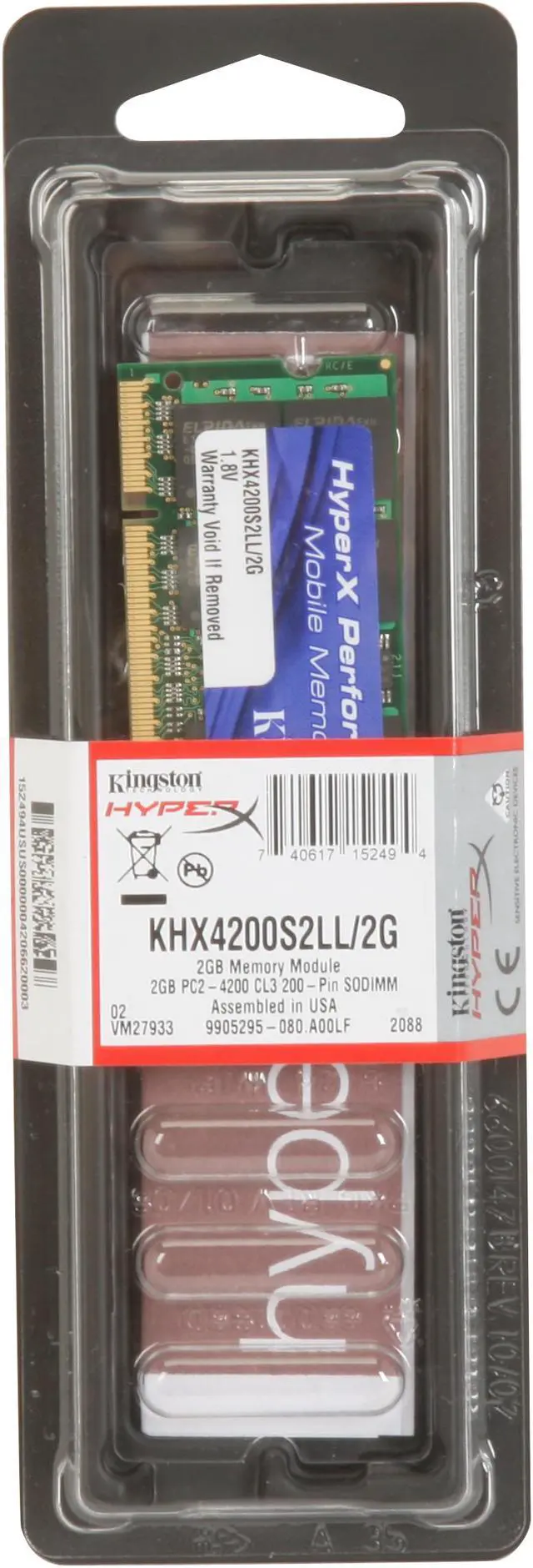 Alt view image 3 of 3 - HyperX 2GB 200-Pin DDR2 SO-DIMM DDR2 533 (PC2 4200) Laptop Memory Model KHX4200S2LL/2G