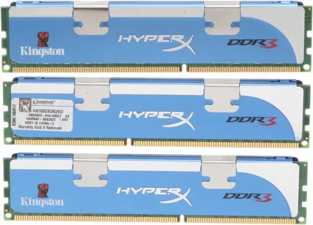 Alt view image 2 of 3 - HyperX 6GB (3 x 2GB) DDR3 1600 (PC3 12800) Desktop Memory Model KHX1600C8D3K3/6GX