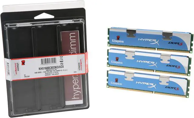 Alt view image 3 of 3 - HyperX 6GB (3 x 2GB) DDR3 1600 (PC3 12800) Desktop Memory Model KHX1600C8D3K3/6GX