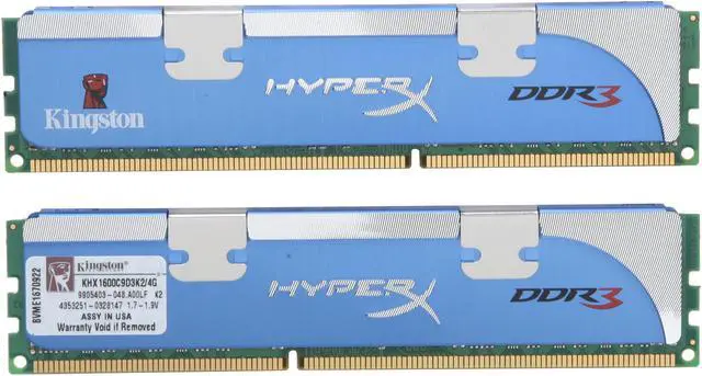 Alt view image 2 of 3 - HyperX 4GB (2 x 2GB) DDR3 1600 (PC3 12800) Desktop Memory Model KHX1600C9D3K2/4G