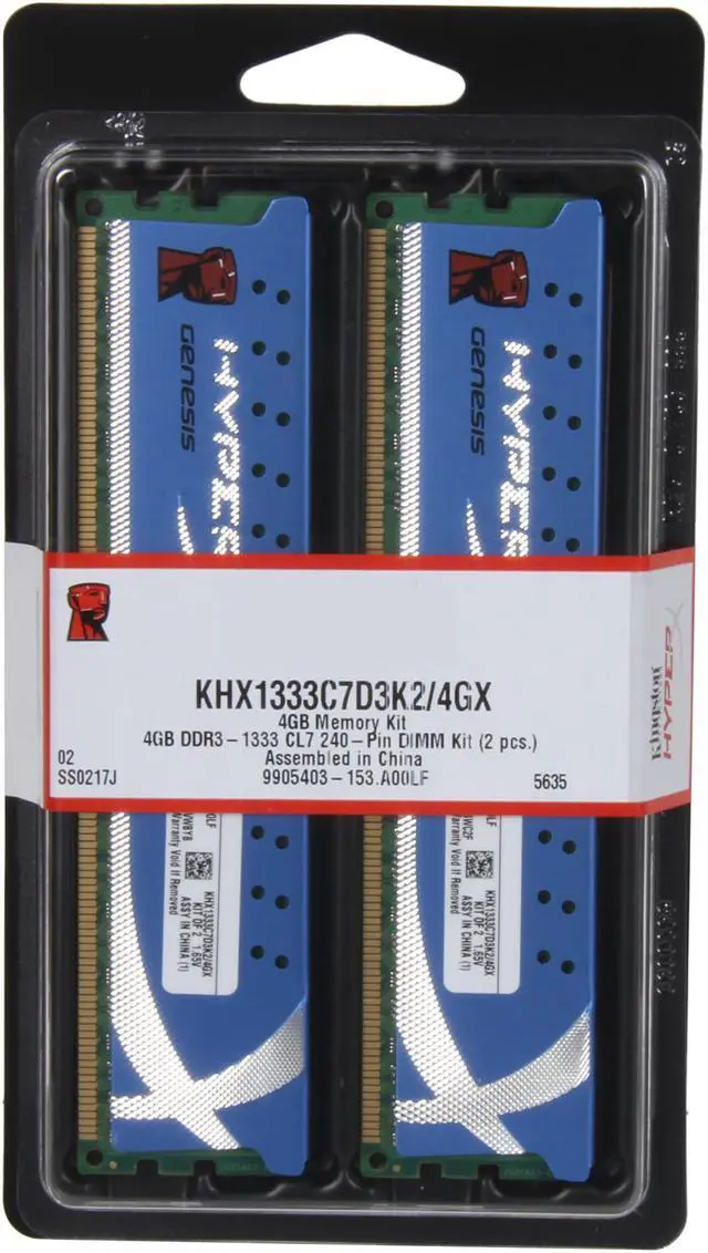 Alt view image 3 of 3 - HyperX 4GB (2 x 2GB) DDR3 1333 Desktop Memory Model KHX1333C7D3K2/4GX