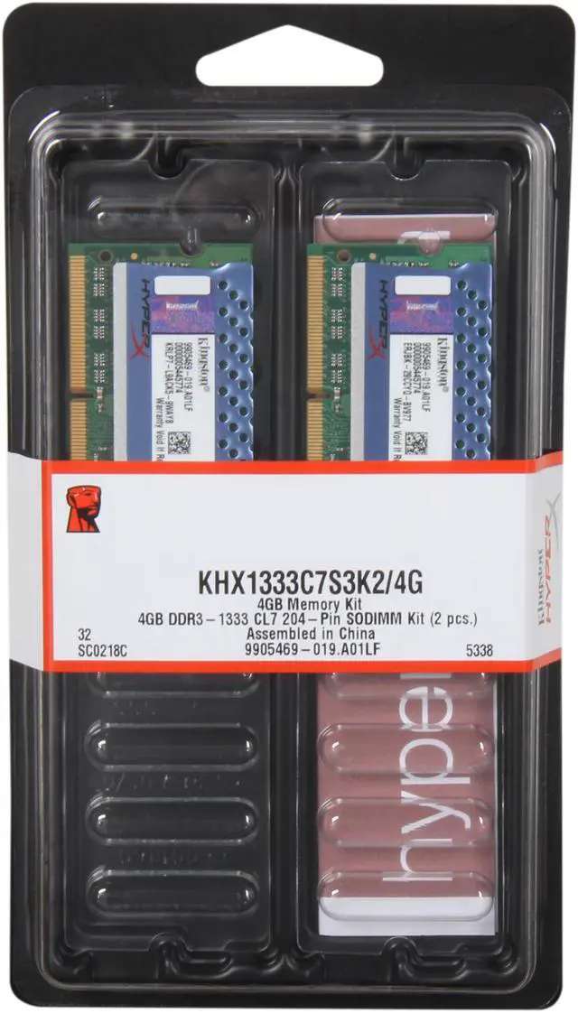 Alt view image 3 of 3 - HyperX 4GB (2 x 2GB) 204-Pin DDR3 SO-DIMM DDR3 1333 Laptop Memory Model KHX1333C7S3K2/4G