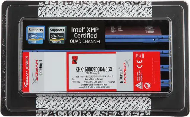 Alt view image 3 of 3 - HyperX 8GB (4 x 2GB) DDR3 1600 (PC3 12800) Desktop Memory Model KHX1600C9D3K4/8GX