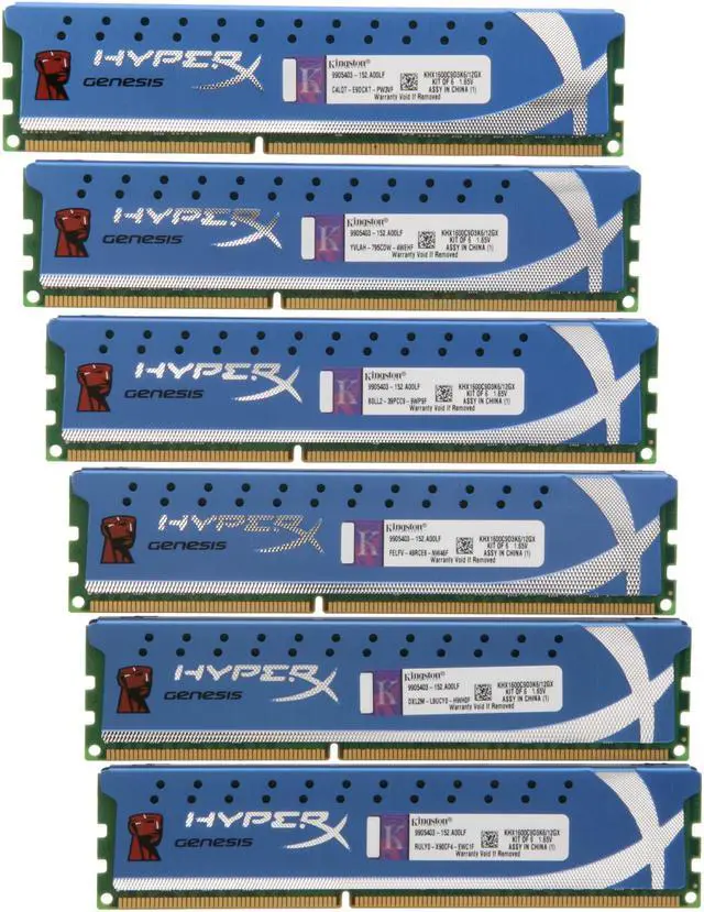 Main image of HyperX 12GB (6 x 2GB) DDR3 1600 (PC3 12800) Desktop Memory Model KHX1600C9D3K6/12GX