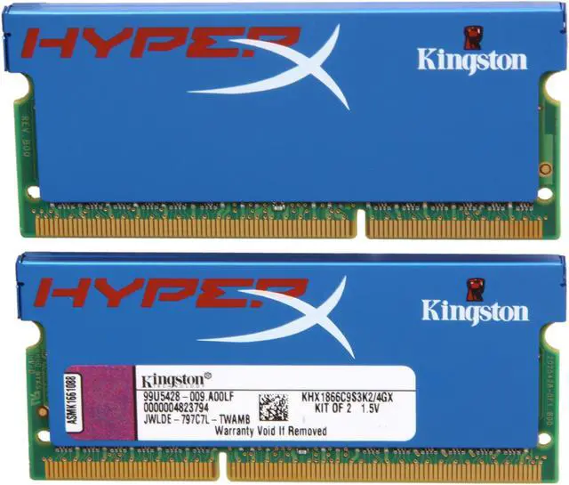 Alt view image 2 of 3 - HyperX 4GB (2 x 2GB) 204-Pin DDR3 SO-DIMM DDR3 1866 Laptop Memory Model KHX1866C9S3K2/4GX
