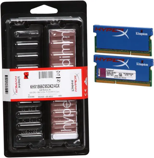 Alt view image 3 of 3 - HyperX 4GB (2 x 2GB) 204-Pin DDR3 SO-DIMM DDR3 1866 Laptop Memory Model KHX1866C9S3K2/4GX