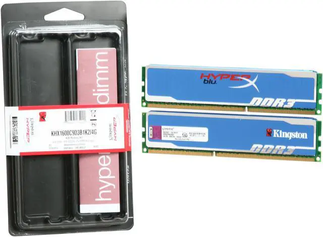 Alt view image 2 of 2 - HyperX Blu 4GB (2 x 2GB) DDR3 1600 (PC3 12800) Desktop Memory Model KHX1600C9D3B1K2/4G