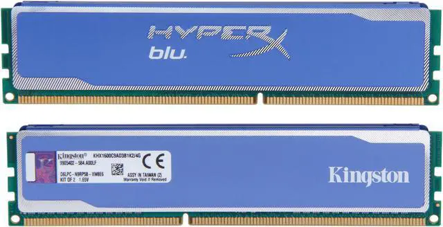 Alt view image 2 of 3 - HyperX Blu 4GB (2 x 2GB) DDR3 1600 (PC3 12800) Desktop Memory Model KHX1600C9AD3B1K2/4G