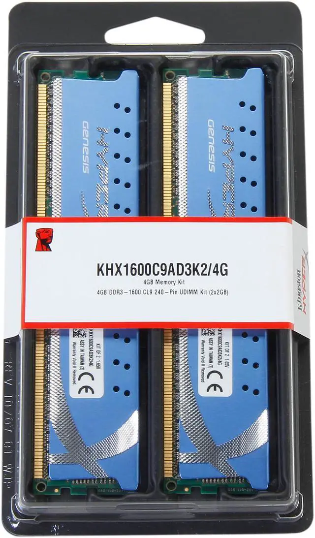 Alt view image 3 of 3 - HyperX 4GB (2 x 2GB) DDR3 1600 (PC3 12800) Desktop Memory Model KHX1600C9AD3K2/4G