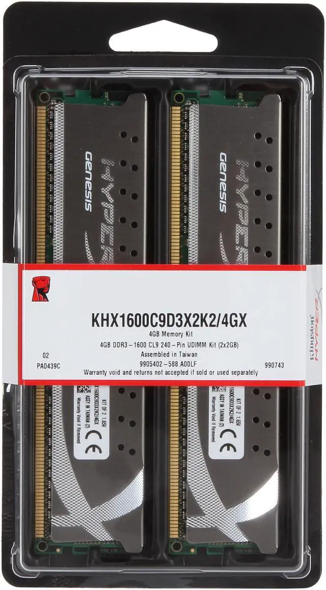 Alt view image 3 of 3 - HyperX X2 Grey Series 4GB (2 x 2GB) DDR3 1600 Desktop Memory Model KHX1600C9D3X2K2/4GX