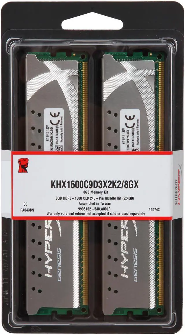 Alt view image 3 of 3 - HyperX Grey Series 8GB (2 x 4GB) DDR3 1600 Desktop Memory Model KHX1600C9D3X2K2/8GX
