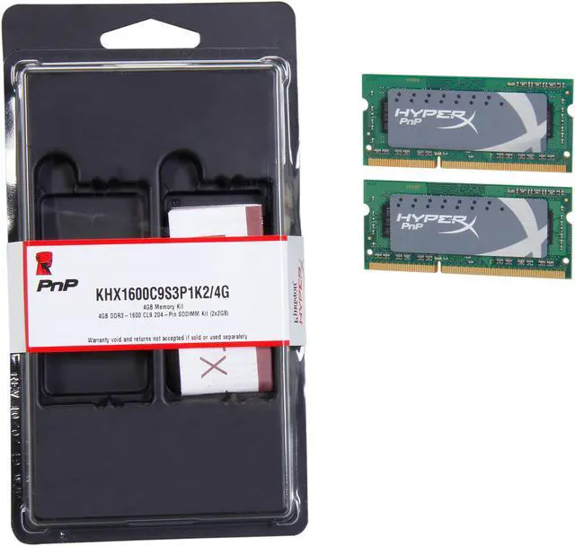 Alt view image 3 of 4 - HyperX 4GB (2 x 2GB) 204-Pin DDR3 SO-DIMM DDR3 1600 HyperX Plug n Play Laptop Memory Model KHX1600C9S3P1K2/4G