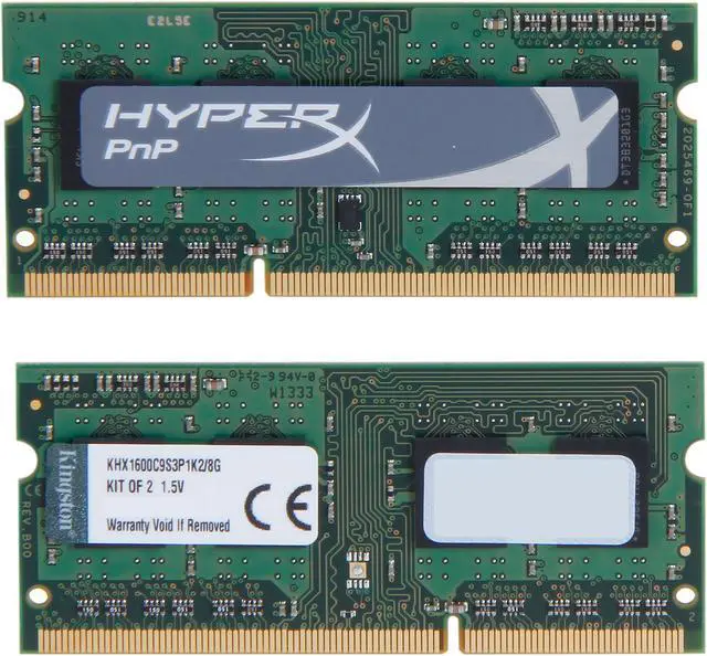 Alt view image 2 of 3 - HyperX 8GB (2 x 4GB) 204-Pin DDR3 SO-DIMM DDR3 1600 HyperX Plug n Play Laptop Memory Model KHX1600C9S3P1K2/8G