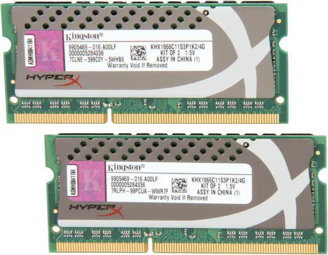 Main image of HyperX 4GB (2 x 2GB) 204-Pin DDR3 SO-DIMM DDR3 1866 HyperX Plug n Play Laptop Memory Model KHX1866C11S3P1K2/4G