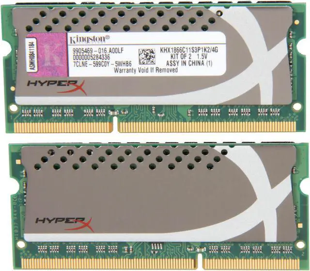 Alt view image 2 of 3 - HyperX 4GB (2 x 2GB) 204-Pin DDR3 SO-DIMM DDR3 1866 HyperX Plug n Play Laptop Memory Model KHX1866C11S3P1K2/4G