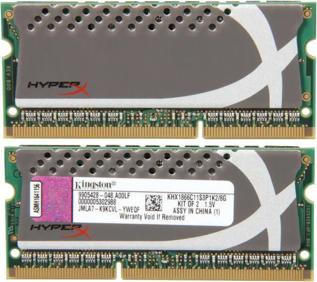Alt view image 2 of 3 - HyperX 8GB (2 x 4GB) 204-Pin DDR3 SO-DIMM DDR3 1866 HyperX Plug n Play Laptop Memory Model KHX1866C11S3P1K2/8G
