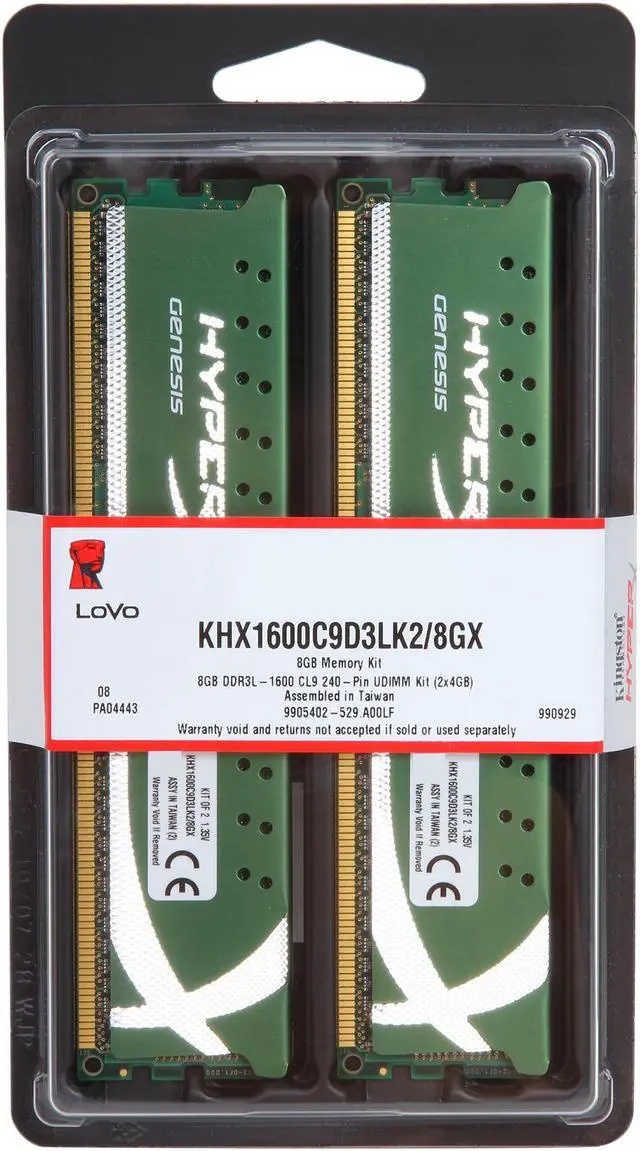 Alt view image 3 of 3 - HyperX 8GB (2 x 4GB) DDR3L 1600 (PC3L 12800) Desktop Memory Model KHX1600C9D3LK2/8GX