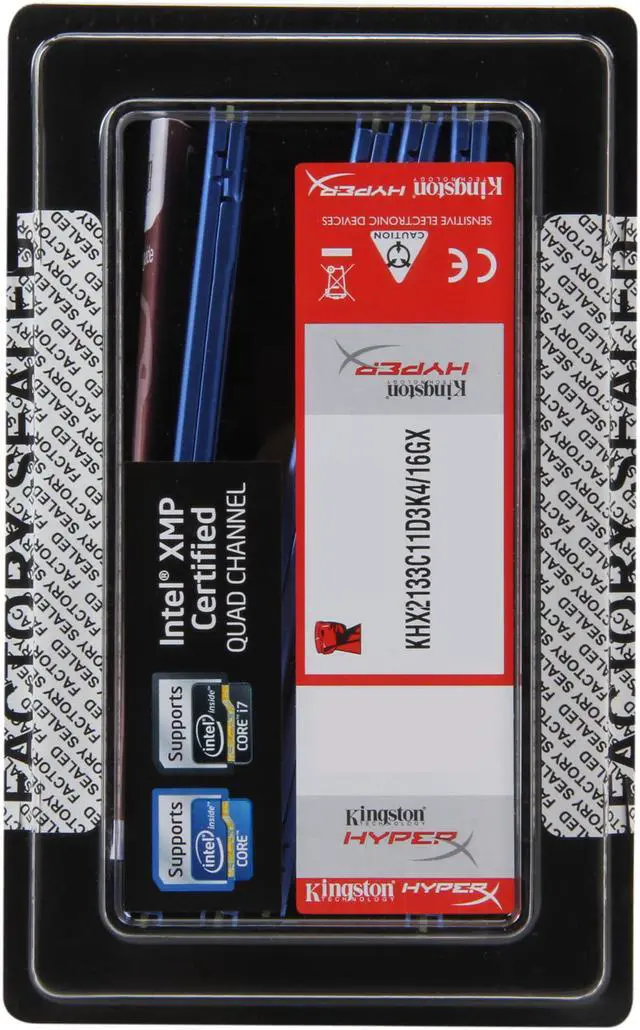 Alt view image 3 of 3 - HyperX 16GB (4 x 4GB) DDR3 2133 Desktop Memory XMP Model KHX2133C11D3K4/16GX