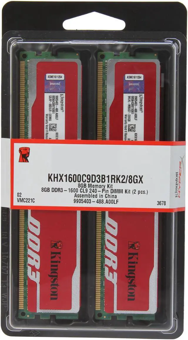 Alt view image 3 of 3 - HyperX Blu 8GB (2 x 4GB) DDR3 1600 (PC3 12800) Desktop Memory Red Limited Edition Model KHX1600C9D3B1RK2/8GX