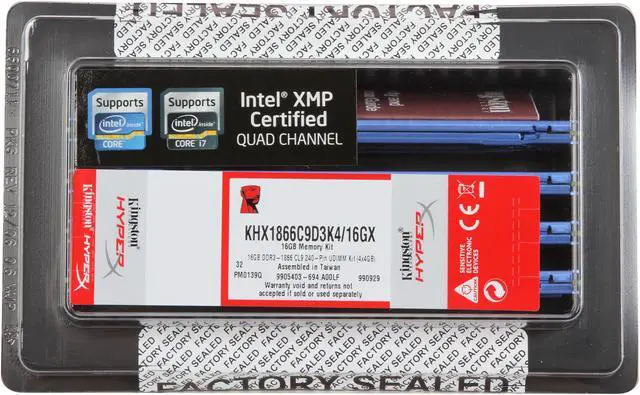 Alt view image 3 of 3 - HyperX 16GB (4 x 4GB) DDR3 1866 Desktop Memory Model KHX1866C9D3K4/16GX