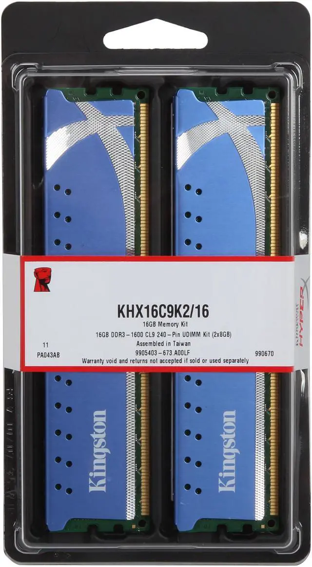 Alt view image 3 of 3 - HyperX 16GB (2 x 8GB) DDR3 1600 (PC3 12800) Desktop Memory Model KHX16C9K2/16