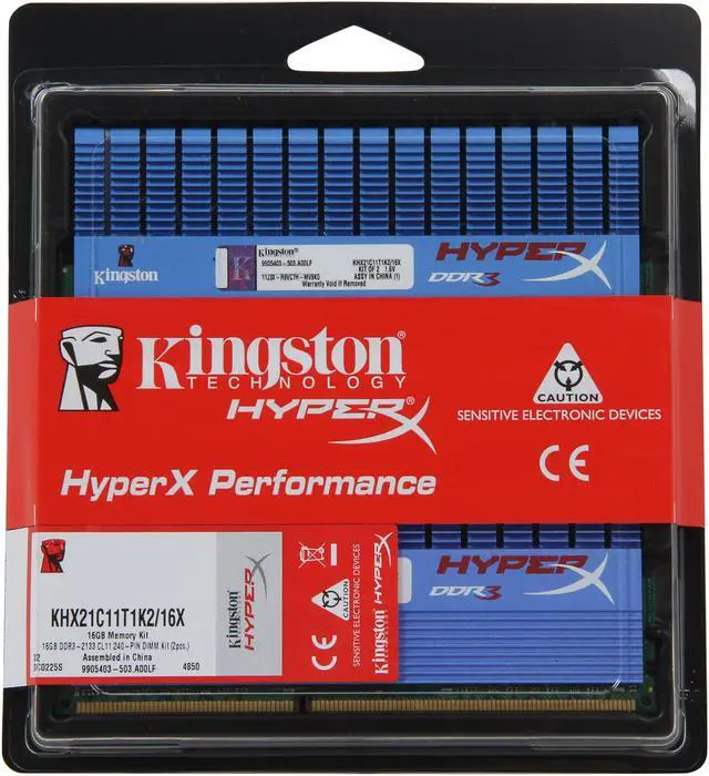 Alt view image 3 of 3 - HyperX 16GB (2 x 8GB) DDR3 2133 Desktop Memory XMP T1 Series Model KHX21C11T1K2/16X