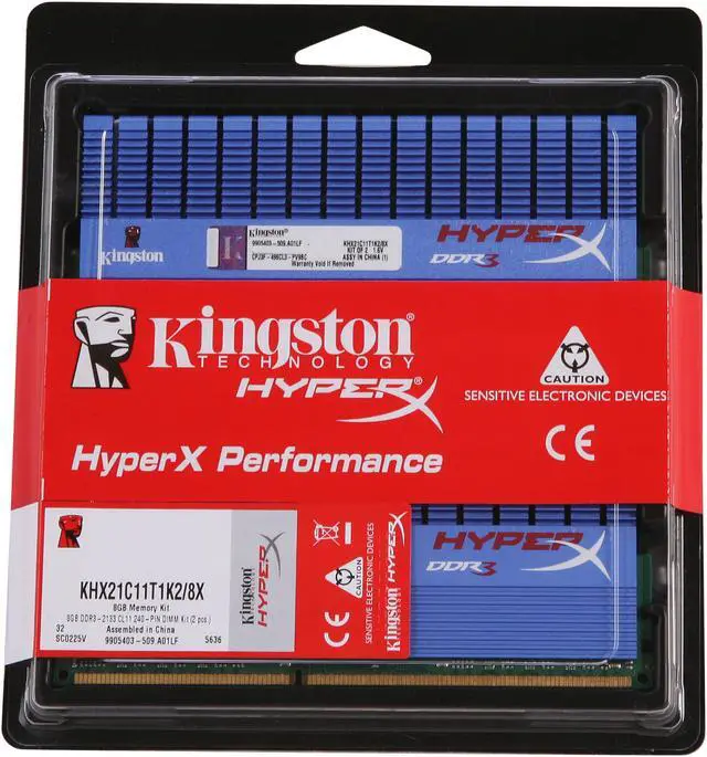 Alt view image 3 of 3 - HyperX 8GB (2 x 4GB) DDR3 2133 Desktop Memory XMP T1 Series Model KHX21C11T1K2/8X