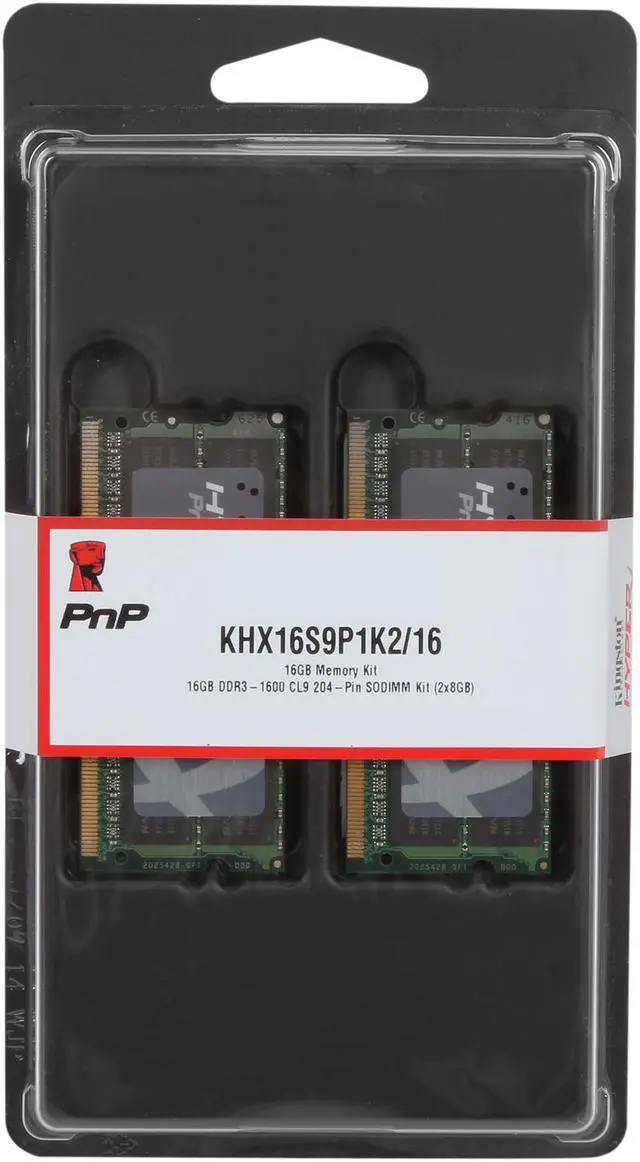 Alt view image 3 of 3 - HyperX 16GB (2 x 8GB) 204-Pin DDR3 SO-DIMM DDR3 1600 Laptop Memory HyperX Plug n Play Model KHX16S9P1K2/16