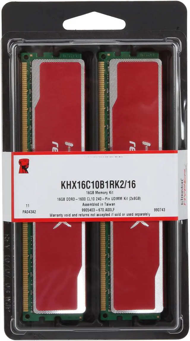 Alt view image 3 of 3 - HyperX Blu Red Series 16GB (2 x 8GB) DDR3 1600 Desktop Memory Model KHX16C10B1RK2/16