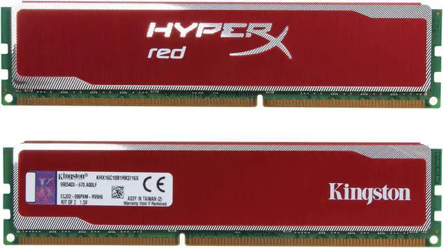 Alt view image 2 of 3 - HyperX XMP Blu Red Series 16GB (2 x 8GB) DDR3 1600 Desktop Memory Model KHX16C10B1RK2/16X