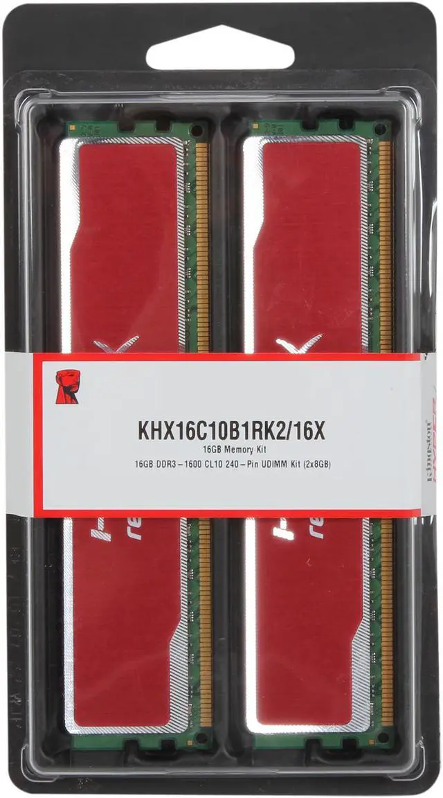 Alt view image 3 of 3 - HyperX XMP Blu Red Series 16GB (2 x 8GB) DDR3 1600 Desktop Memory Model KHX16C10B1RK2/16X