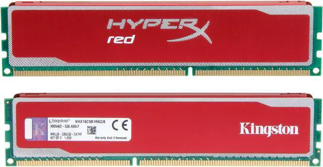 Alt view image 2 of 3 - HyperX Blu Red Series 8GB (2 x 4GB) DDR3 1600 Desktop Memory Model KHX16C9B1RK2/8