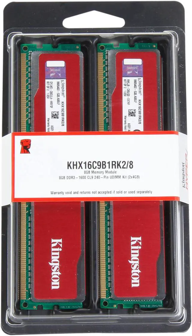 Alt view image 3 of 3 - HyperX Blu Red Series 8GB (2 x 4GB) DDR3 1600 Desktop Memory Model KHX16C9B1RK2/8