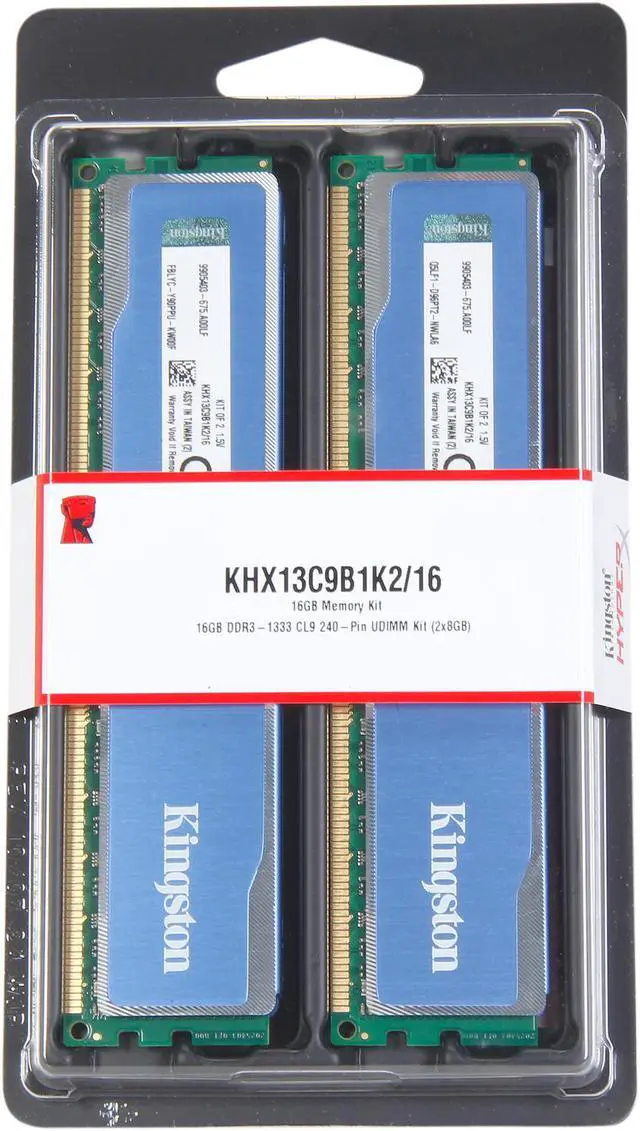 Alt view image 3 of 3 - HyperX Blu 16GB (2 x 8GB) DDR3 1333 Desktop Memory Model KHX13C9B1K2/16