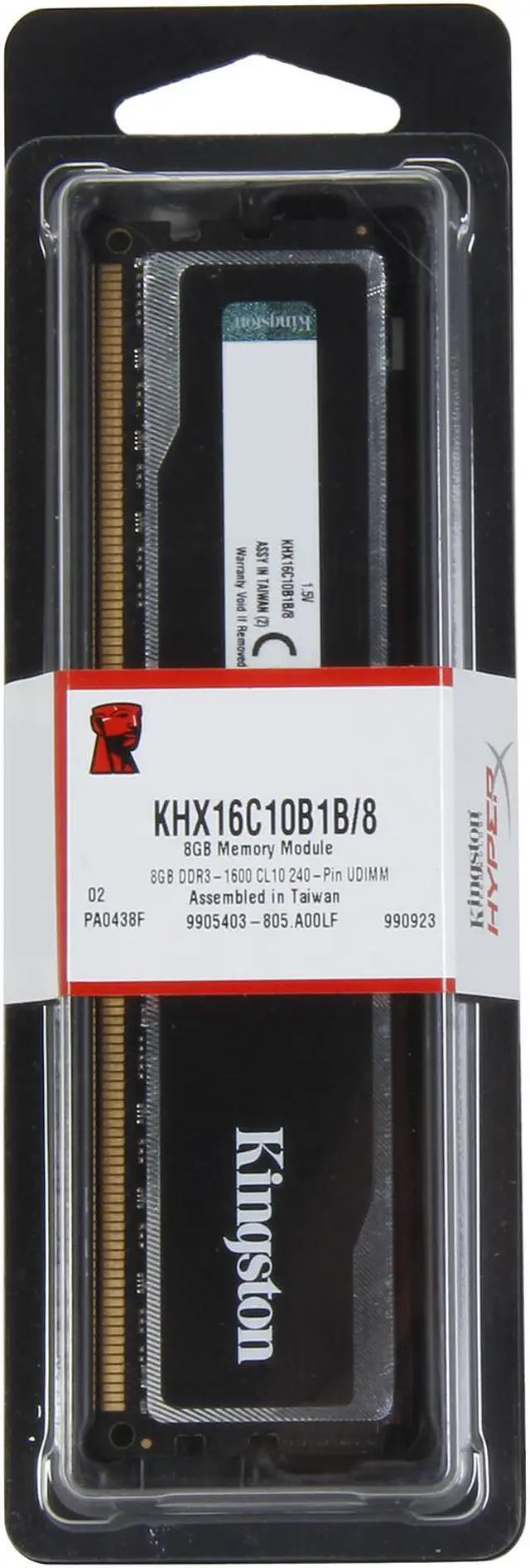 Alt view image 3 of 3 - HyperX Black Series 8GB DDR3 1600 (PC3 12800) Desktop Memory Model KHX16C10B1B/8