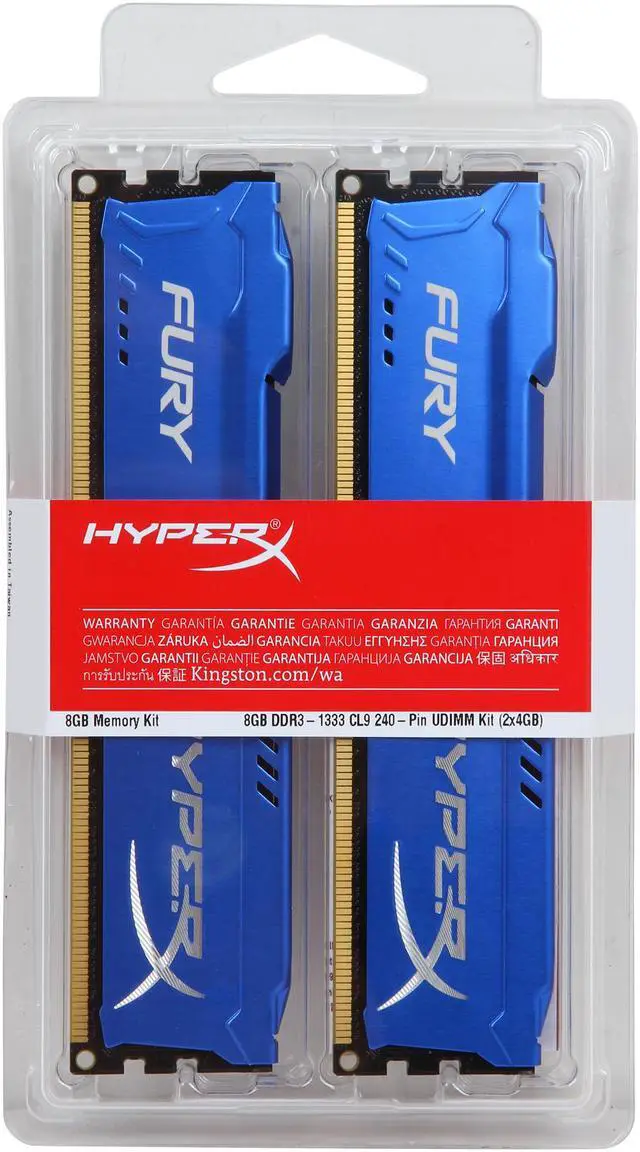 Alt view image 3 of 3 - HyperX FURY 8GB (2 x 4GB) DDR3 1333 (PC3 10600) Desktop Memory Model HX313C9FK2/8