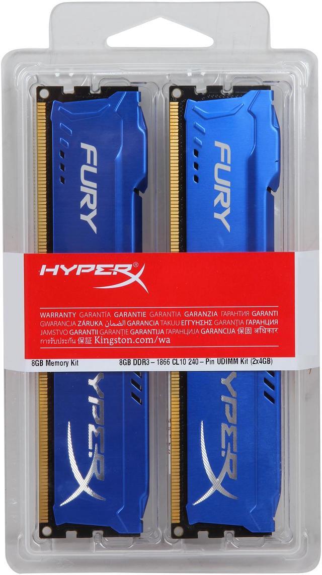 Alt view image 3 of 3 - HyperX FURY 8GB (2 x 4GB) DDR3 1866 Desktop Memory Model HX318C10FK2/8
